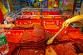 MACAU, CHINA- MAY 11, 2017: Delicious chinese food, dried meat slice