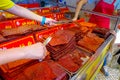 MACAU, CHINA- MAY 11, 2017: Delicious chinese food, dried meat slice