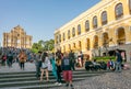 Crowd of people at the Ruins of Saint Paul - one of the most popular places among tourists in Macao, China Royalty Free Stock Photo