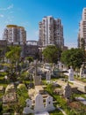 MACAU,CHINA - NOVEMBER 2018: The Saint Michael`s chapel and cemetery in the city center with graves of catholic Macau Portuguese