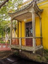 MACAU,CHINA - NOVEMBER 2018: The vibrant yellow Qingcao hall of the Lou Lim Leoc public garden and park Royalty Free Stock Photo