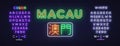 Macau City neon sign vector design template. Light banner design element colorful modern design trend, bright sign Royalty Free Stock Photo