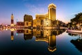 Macau cityscape at night, all hotel and casino are colorful lighten up with twilight sky, Macau, China