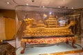Big gold dragon boat craft decoration inside the Grand Lisboa Macau