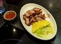 Macau Fisherman`s Wharf Thai Food Thailand Cuisine Restaurant Grilled Pork Neck Meat BBQ Dish Pineapple Veggie Salad Spicy Dipping