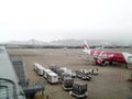 Macau International Airport, foggy, cold, winter.