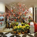 Macau Lunar New Year Chinese Restaurant Lobby Fresh Floral Arrangement Cherry Flower Blossom Plant