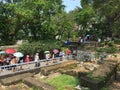 People stroll at Monte Fort park, Macau