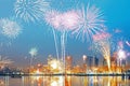 Macau Skyline fireworks, China Royalty Free Stock Photo