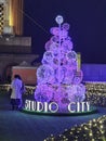 Macau Studio City Hotel Outdoor Garden Macao Christmas Lighting Decorations Leds Lighting Architecture Illuminated