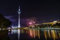 The Macau Tower and fireworks show Royalty Free Stock Photo