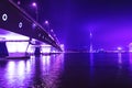 Macau Tower and Sai Van Bridge at night. Royalty Free Stock Photo