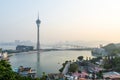 Macau tower and sai van lake at macau china Royalty Free Stock Photo