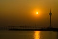 Macau tower and sunset at macau Royalty Free Stock Photo