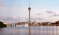 Macau Tower by waterfront of Macao, China Royalty Free Stock Photo