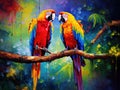 Ai Generated illustration Wildlife Concept of Macaw parrot birds Royalty Free Stock Photo