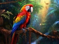 Ai Generated illustration Wildlife Concept of Macaw parrot birds Royalty Free Stock Photo