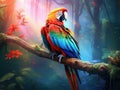 Ai Generated illustration Wildlife Concept of Macaw parrot birds Royalty Free Stock Photo