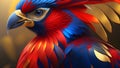 Macaw parrot in the blue and red colors. 3d illustration