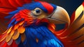 Macaw parrot in the blue and red colors. 3d rendering