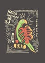 Macaw Parrot Graphic With Doodle Design Elements