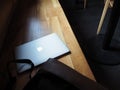Macbook laptop, cumputer on the bench