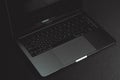 Macbook Pro with touchbar 2016 space gray with smartphone and iPad Royalty Free Stock Photo