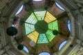 Macca Villacrosse Passage - a fork-shaped, yellow glass covered arcaded street in central Bucharest, Romania. Pasajul Macca-