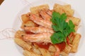 Maccaroni with shrimp Royalty Free Stock Photo
