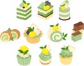 The cute icons of Matcha sweets Royalty Free Stock Photo