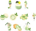 The cute icons of Matcha sweets