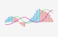 MACD indicator technical analysis. Vector stock and cryptocurrency exchange graph, forex analytics and trading market chart.