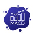 MACD trading indicator icon, line vector