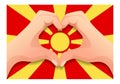 Macedonia flag and hand heart shape