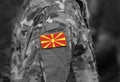 Macedonia former Yugoslav Republic of Macedonia flag on soldie