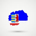 Macedonia map in Rusyns flag colors, editable vector Royalty Free Stock Photo