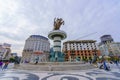 Macedonia Square, with Alexander the Great monument, Skopje Royalty Free Stock Photo