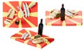 Macedonian Feast: Fine Wine and Traditional Appetizers on Flag Cutting Board