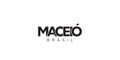 Maceio in the Brasil emblem. The design features a geometric style, vector illustration with bold typography in a modern font. The