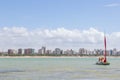 Maceio, Brazil - September, 04 2017. Pajucara beach, tourists ta