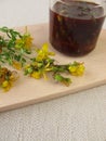 Maceration from St. John's wort flowers in oil Royalty Free Stock Photo