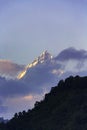 Machapuchare Fish Tail mountains as seen at sunrise Royalty Free Stock Photo