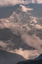 Machapuchare or Fishtail sacred summit in the Himalayas Royalty Free Stock Photo