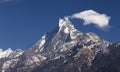 Machapuchare, Machhapuchchhre, Machhapuchhre or Fish Tail Mountain Peak Nepal Himalayas Royalty Free Stock Photo