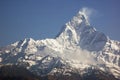 Machapuchare - majestic mountain peak in Himalaya. Royalty Free Stock Photo