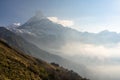 Machapuchare mountain peak in a morning sunrise, Mardi Himal trek, Pokhara, Nepal