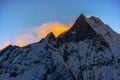 Machapuchare peak at sunrise from Annapurna Base Camp ,Nepal. Royalty Free Stock Photo