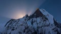 Machapuchare peak at sunrise from Annapurna Base Camp ,Nepal. Royalty Free Stock Photo