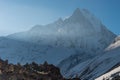 Machapuchre or fish tail mountain peak at Annapurna base camp, P Royalty Free Stock Photo