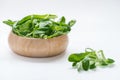 Mache, corn salad, lambs lettuce on white background. Royalty Free Stock Photo